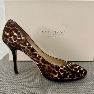 Jimmy Choo Pony Brown Leopard Print Heels